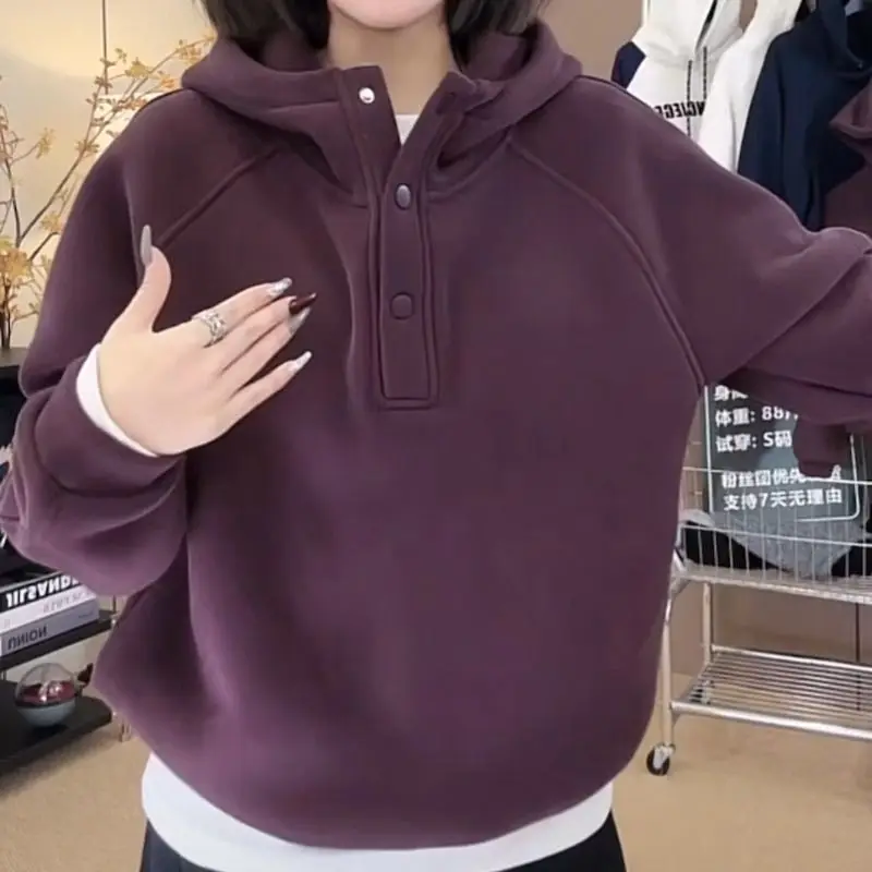 Hooded Cute Hoodies Himegyaru Woman Long Sleeve Estampada Divertida Stitched Youthful Popluar Semi-Zipper Autumn-Winter Y2K