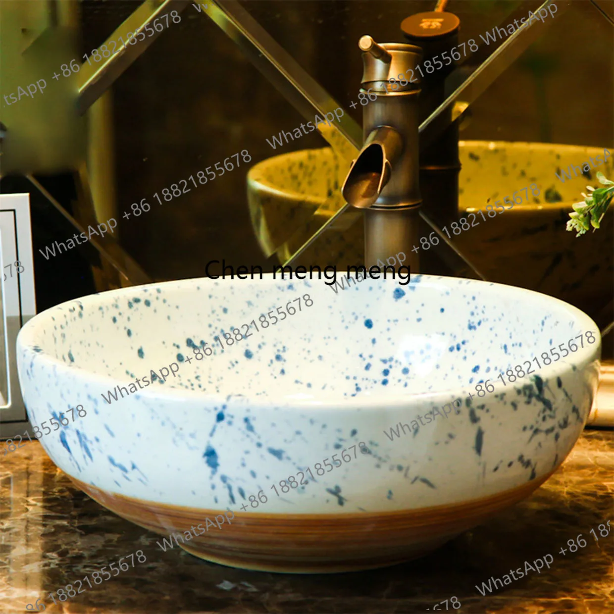 

Ceramic Art Retro Countertop Basin Washbasin Hotel Bathroom Home Washbasin