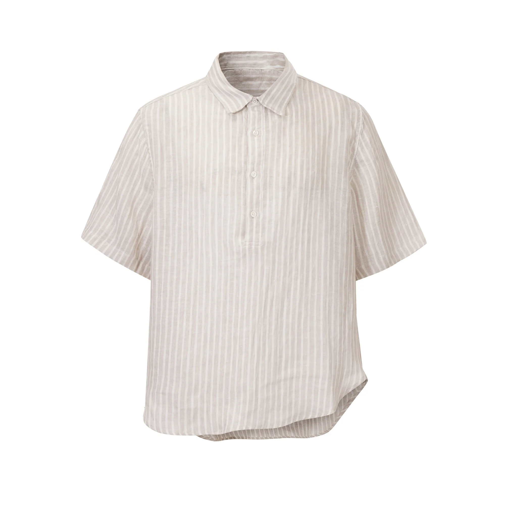 

men summer half placket short sleeve linen shirt
