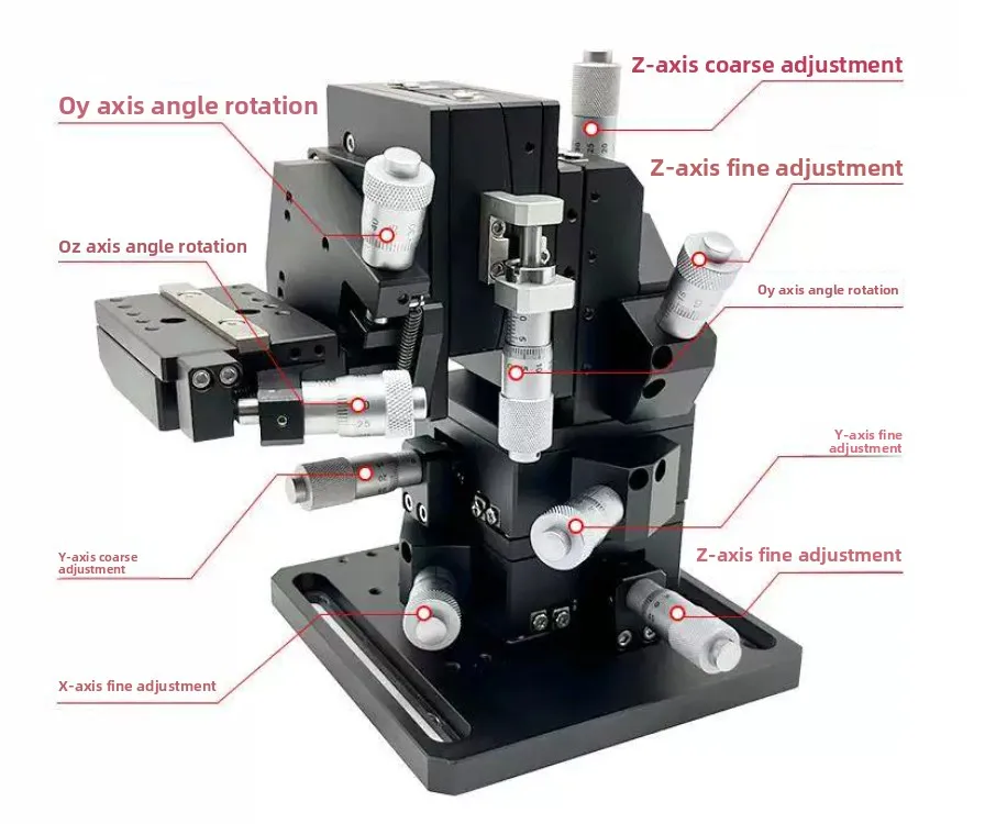 LSD-OH6W-L (Left Handed) 6-Axis Stage Fiber Alignment Stage Manual Sliding Table w/ Micrometer Heads