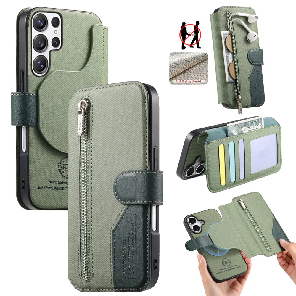 

Съемный магнитный кожаный чехол 2IN1 для Samsung Galaxy S26 Ultra 5G Luxury Cover S25 S24 Plus S23 Ultra S22 S21 FE S 25 Edge