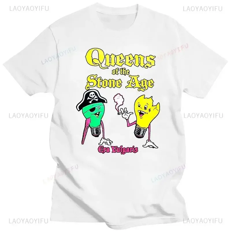 Fun Clothes Queen of The Stone Age Printed T-shirt Cartoon Pattern Cotton Fashion Loose Casual Short Sleeved Clothing