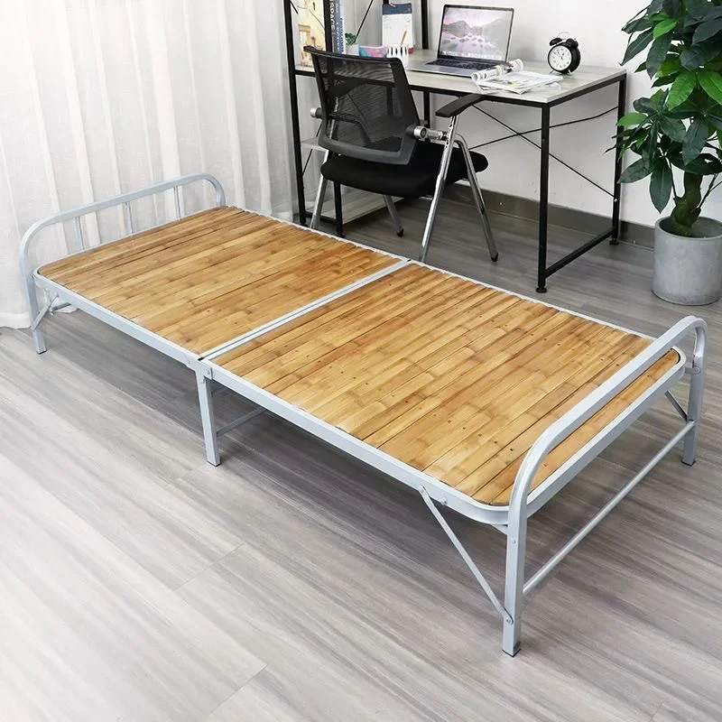 Bamboo Bed Folding Single Bamboo Double Simple Household Adult Lunch Break Cold Bed Rental Room Hard Board Bamboo Board Wooden