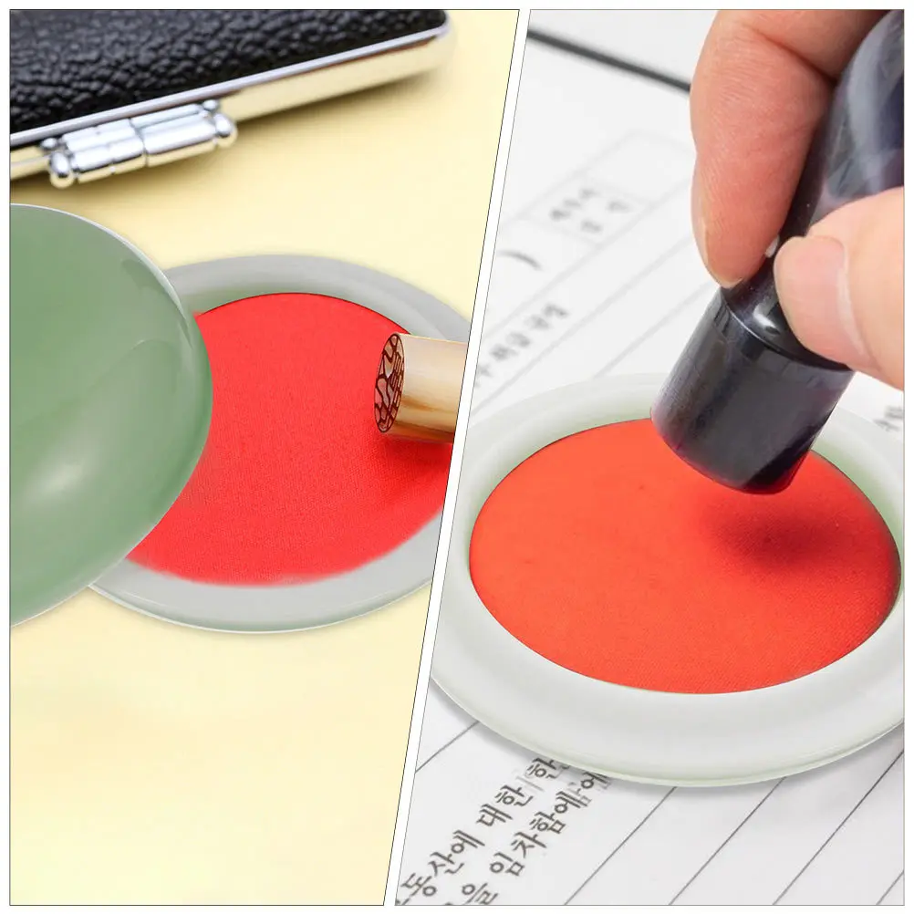 صندوق وسادة الحبر من البورسلين مصمم خصيصًا حامل حبر الختم غطاء مقاوم للغبار لهواة جمع الخط ديكور سطح المكتب عتيق