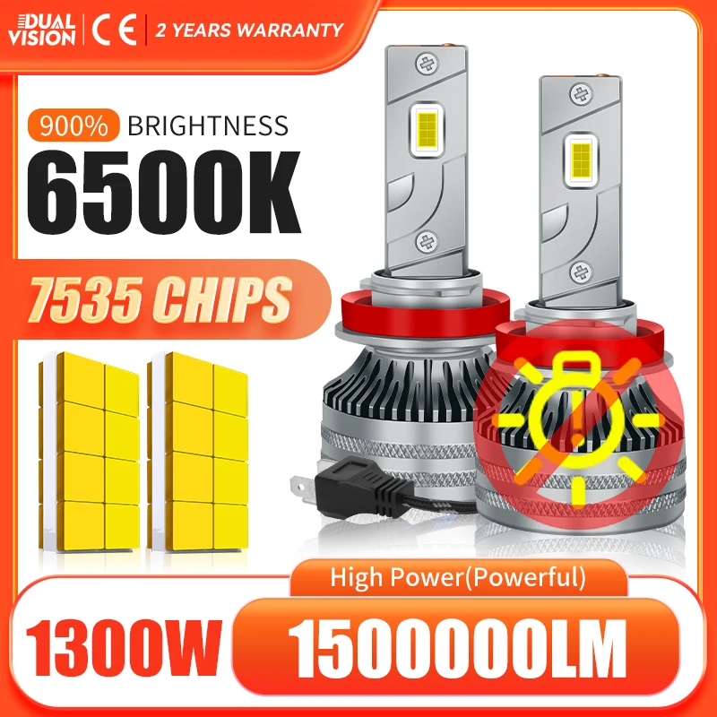 

H7 H4 Светодиод 1500000 Автомобильная фара LM 1300 Вт SUPER H8 H11 H9 Противотуманная фара 7535 CSP Chips 9005 HB3 9006 HB4 9012 HIR2 6500K Hi/Lo Beam 12 В