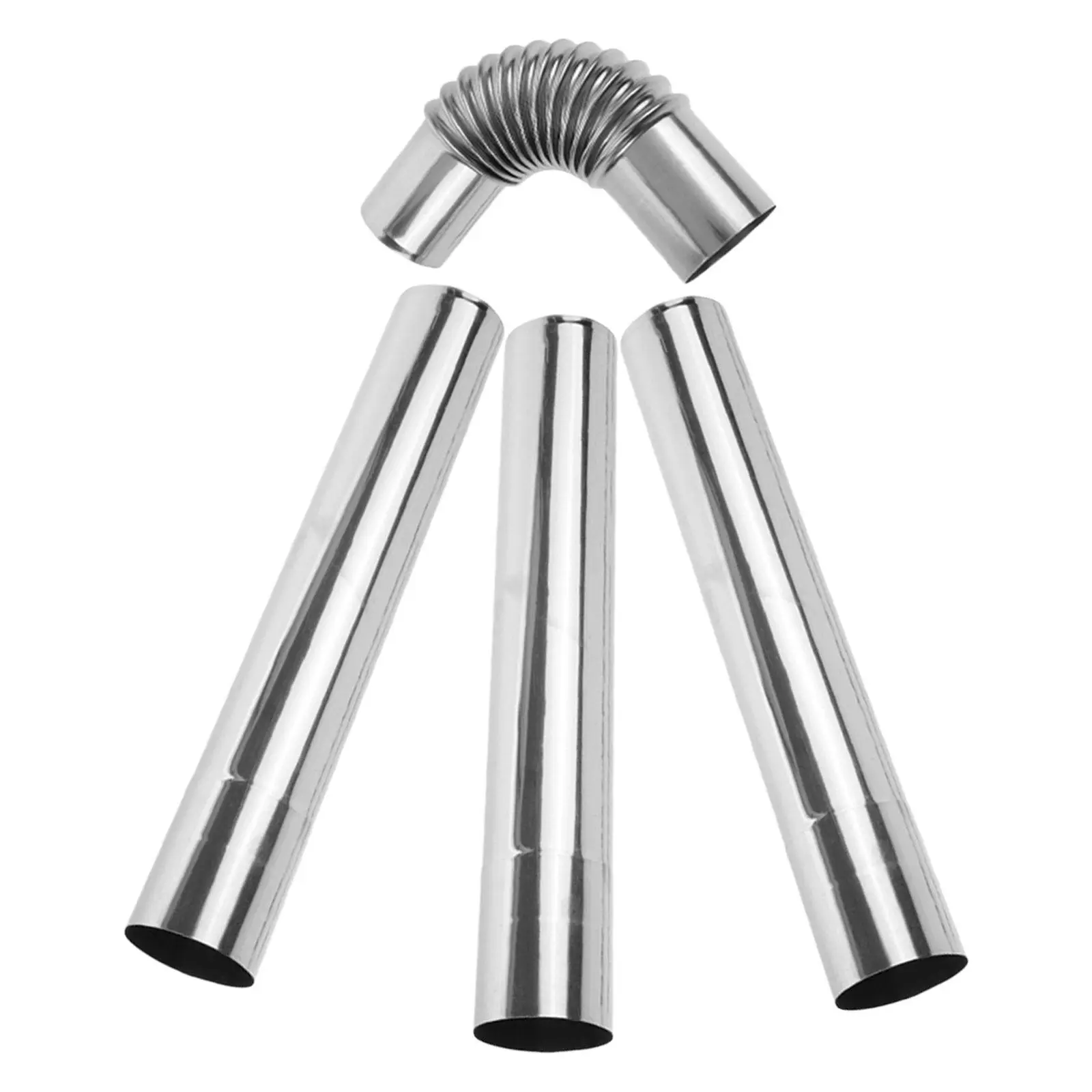 4Pcs Stainless Steel Flexible Flue Pipe Adapter Elbow Precision Welded Leak Proof for Wood Stove Pellet Stove Gas Fireplace