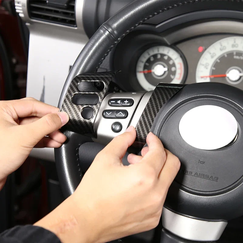 

For Toyota FJ Cruiser 2007-2021 Car Styling ABS Car Steering Wheel Decorative Frame Button Cover Stickers Interior Accessories