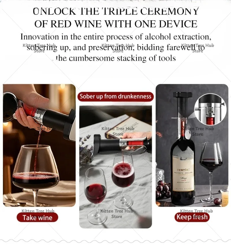 Electric Wine Sparkler Three-in-one, Built-in Pouring Jug, Decanter, Fresh-keeping System Vacuum Sealing