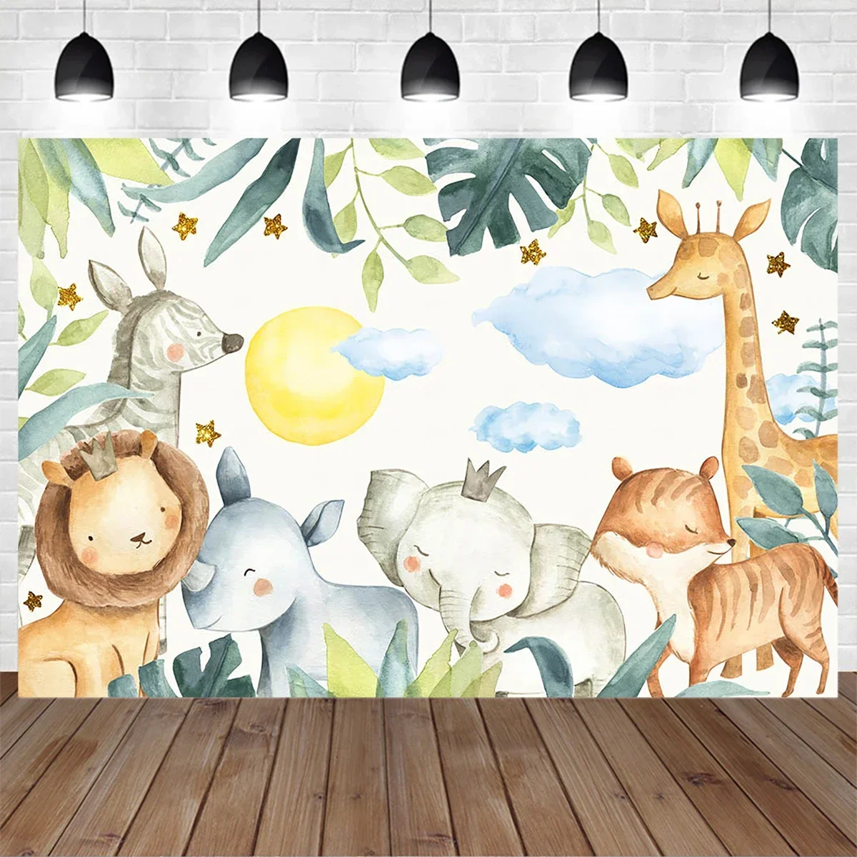 

Forest Animal Carnival Night Party Photography Background Elephant Lion Tropical Baby Birthday Customized Backdrop Boy Photos