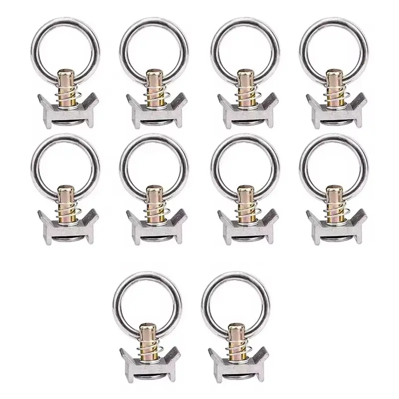 Aluminum L Track Tie Downs 10-Pack With Stud And O-Ring Motorcycle Trailer Mounting Straps
