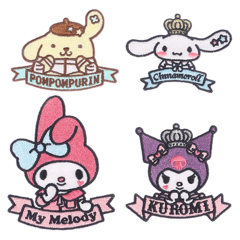 Sanrio Kuromi Cinnamoroll Anime Fusible Patches on Clothes Embroidery Patch Kawaii Gift Patch Garment Hoodies Pants Accessories