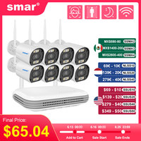 SMAR Wireless CCTV System Wifi Camera Kit H.265 3MP HD Security Audio AI Face Detect IP 8CH  NVR Video Surveillance Kit ICSee