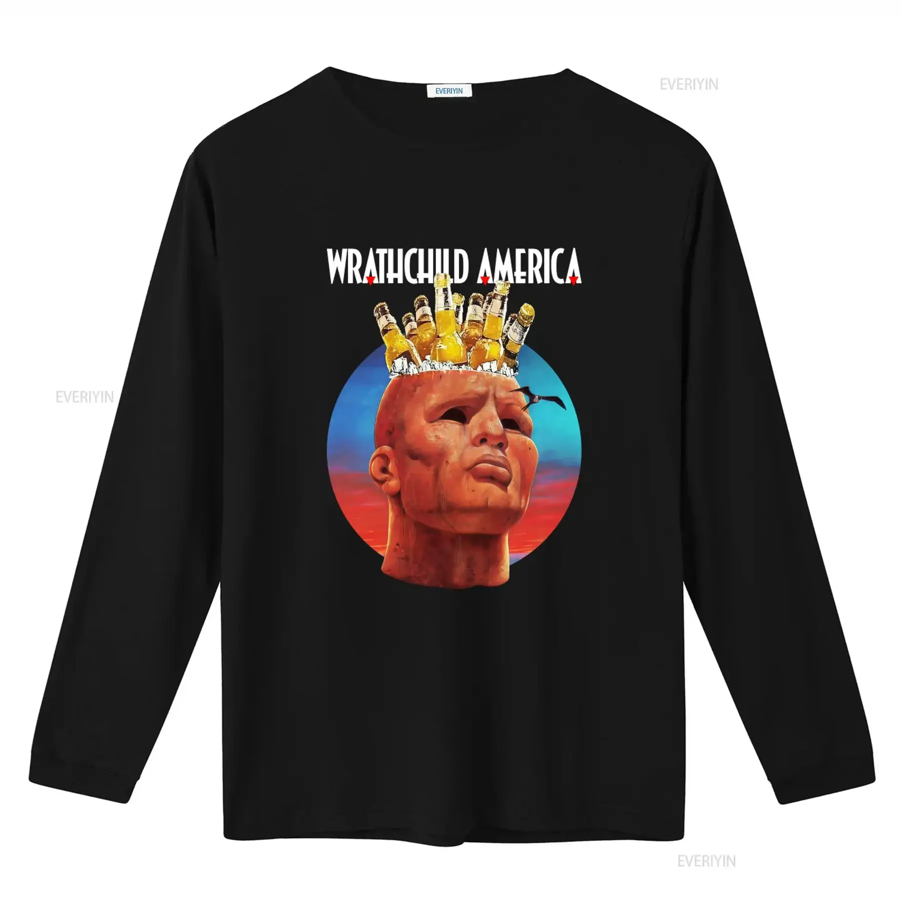 Wrathchild America Tour T Shirt I Aint Drunk Im Just Drinkin Print Men's vintage Washed homme streetwear Stretched