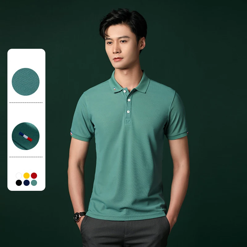 New in shirt summer short sleeve polo shirts for men Casual solid color shirt slim fit formal Polos British style office clothes