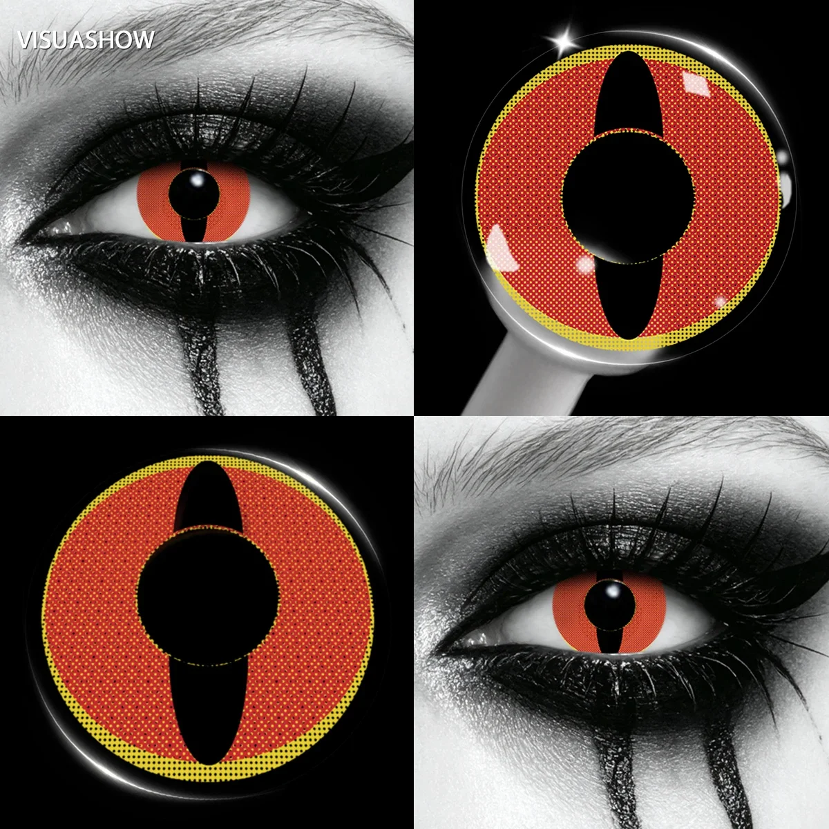 Lalens Grüne Anime-Cosplay-Farbkontaktlinsen, 1 Paar, 14,2 mm, Kosmetiklinsen für Cosplayer, Halloween, Weihnachtsfeier, Kostüm, Augen-Make-up – Detail 16