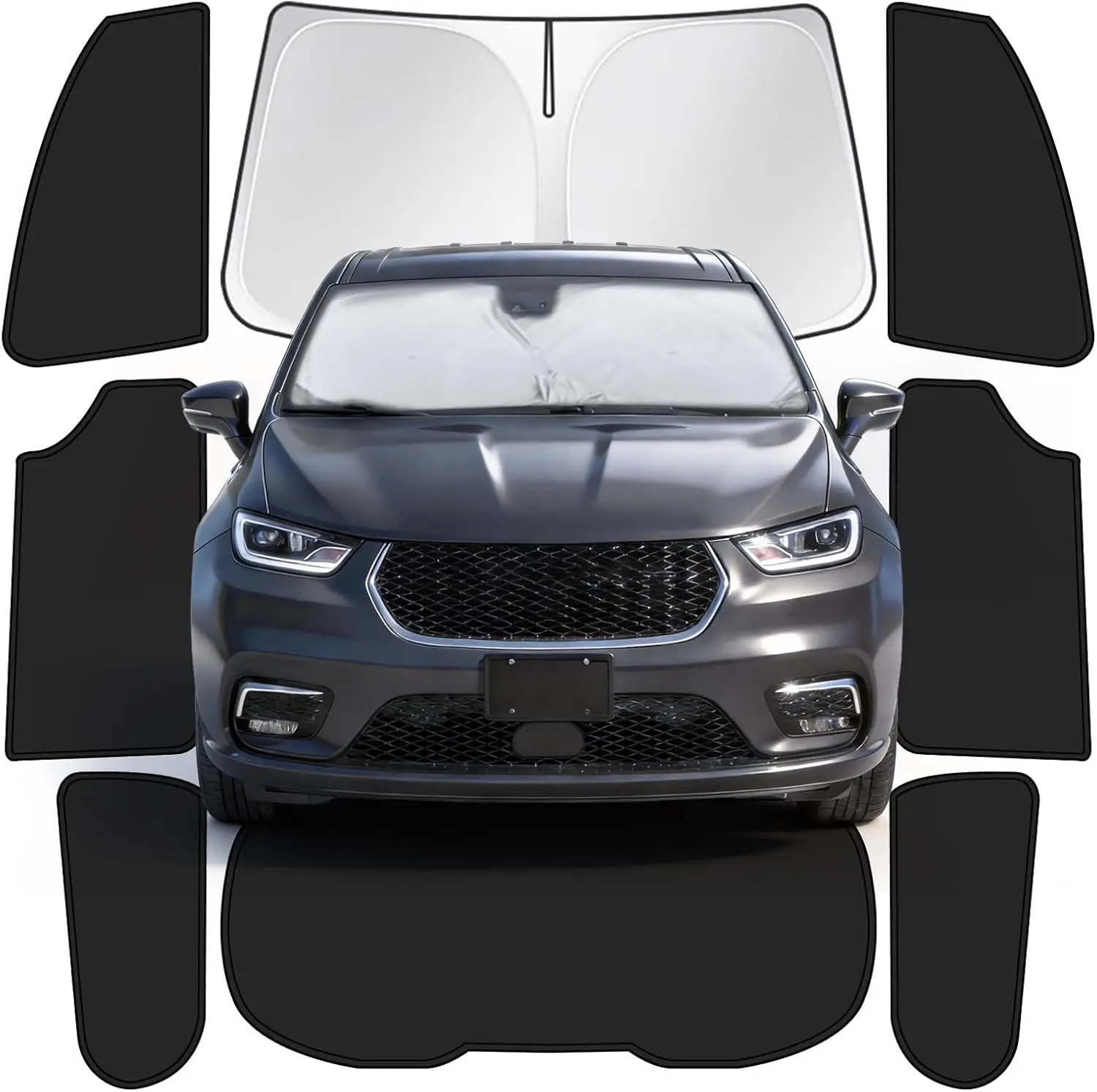 

8-Piece Car Sun Shade Set for Chrysler Pacifica 2017-2025, Windshield Side Rear Window Covers, Block UV Rays Keep Car Cool