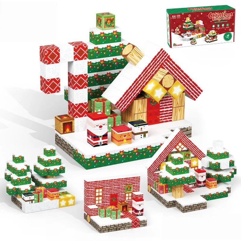 

150PCS Kids Magnetic Blocks Sensory Construction Building Toy Santa Claus Magnet Cubes Stacking Toys Boys Girls New Year Gift