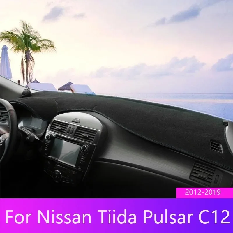 For Nissan Tiida Pulsar C12 2012-2019 Car Dashboard Cover Mats Avoid Light Pad Instrument Platform Desk Carpets  Accessories