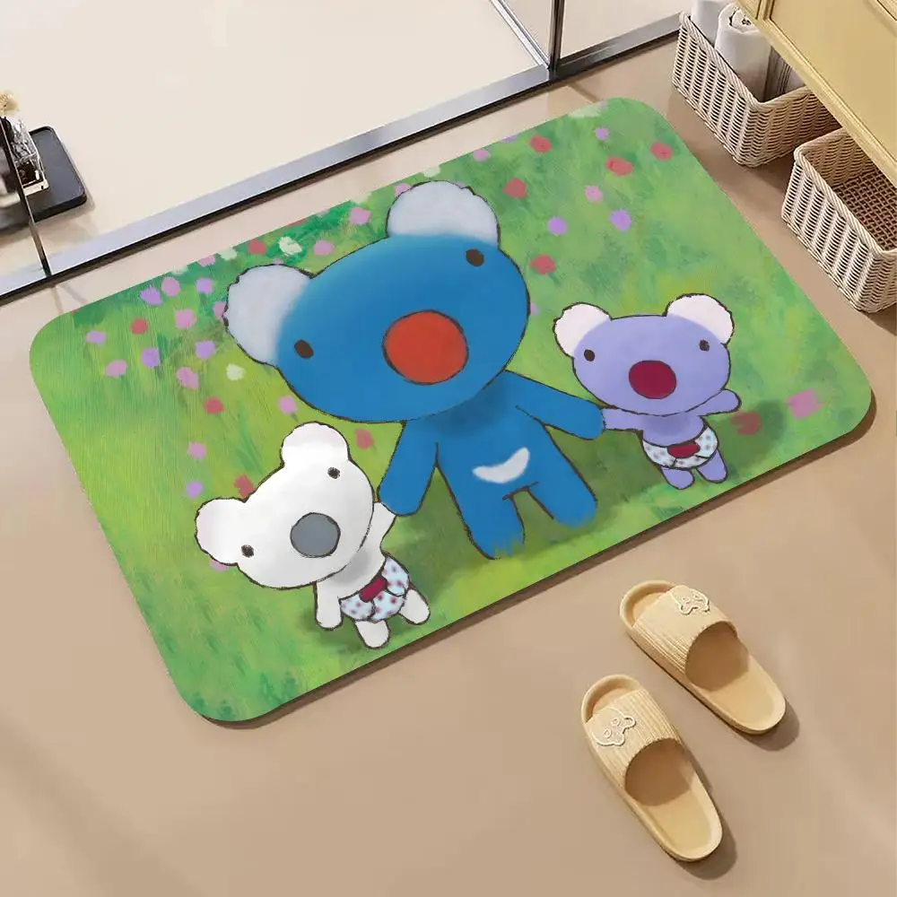 Cartoon P-Penelope The Blue Koala Floor Mat Diatomite Bath Mat, Quick Dry Absorbent Non-Slip Door Mat