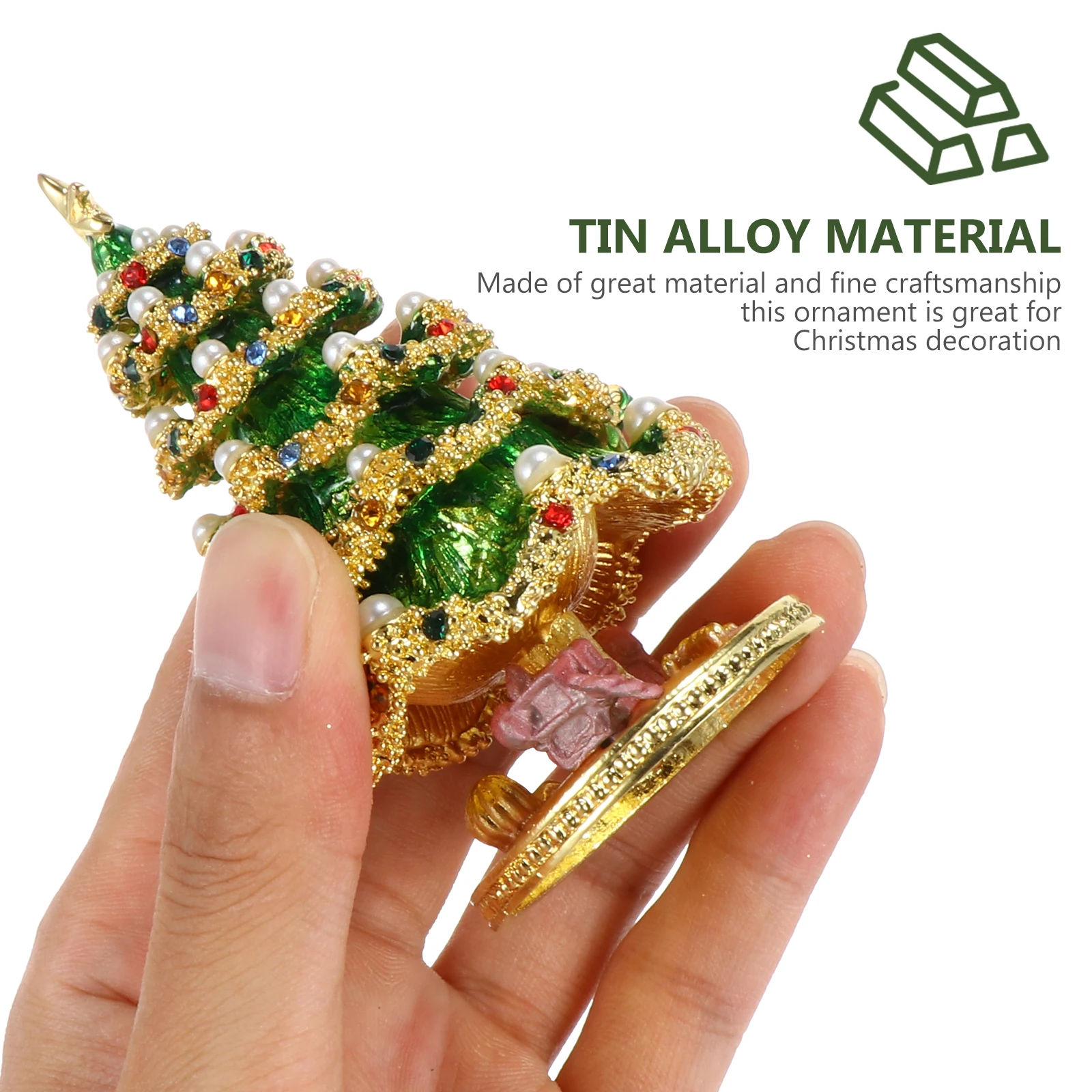 

1Pc Tin Alloy Xmas Tree Decor Lovely Christmas Tree Jewelry Box Creative Storage Tray Desktop Decoration