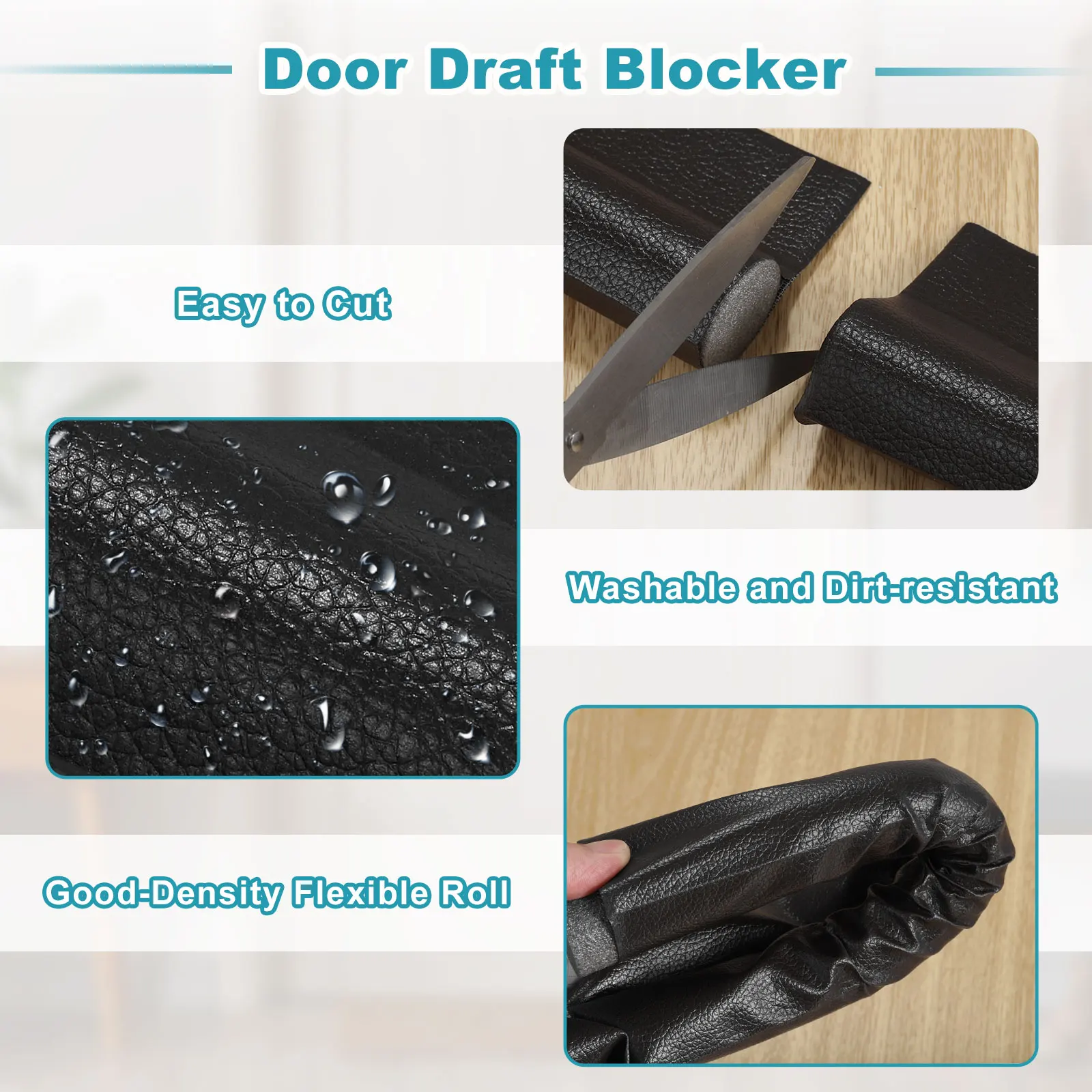 96 سنتيمتر مسودة الباب سدادة الباب السفلي شريط عازل قابل للتعديل من جانب واحد تحت الباب مشروع مانع مكافحة الرياح الباردة الحد من الضوضاء #3