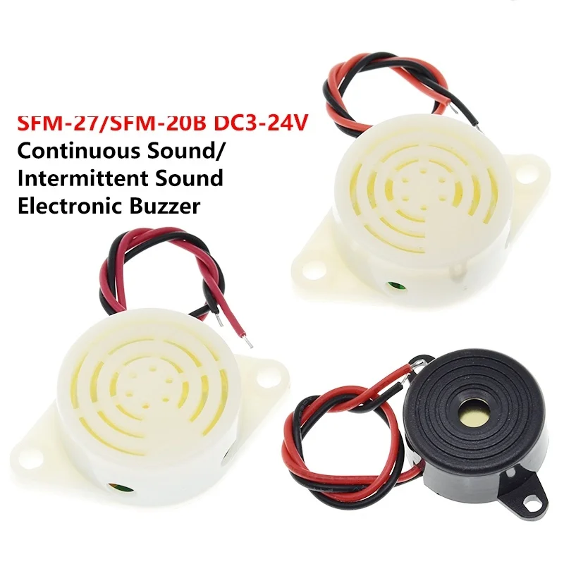 1/3PCS 95DB Alarm High-decibel DC 3-24V 12V Electronic Buzzer Beep Alarm Intermittent Continuous Beep for Arduino Car Van SFM-27