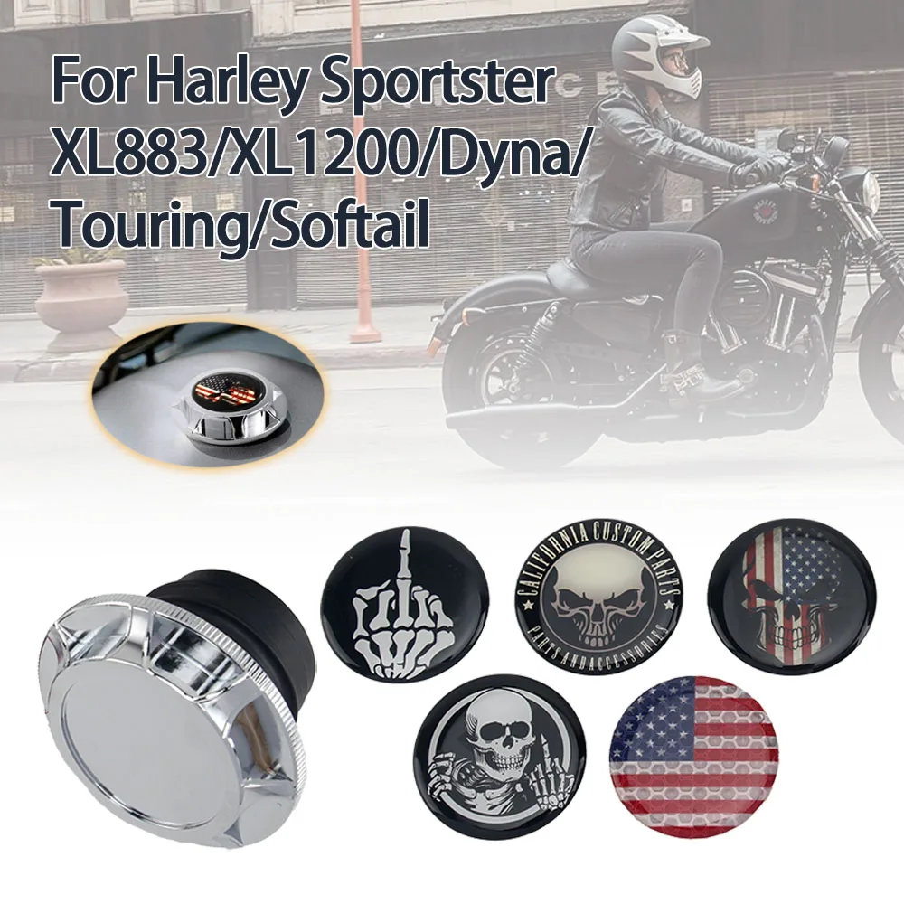 

For Harley Davidson Sportster XL 1200 883 X48 Dyna Softail Touring FLHR Motorcycle Skull Fuel Gas Tank Decorative Oil Cap