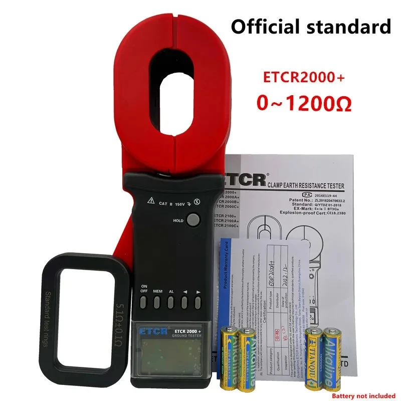 ETCR2000+ Digital Clamp On Ground Earth Resistance Tester Meter / Clamp Earth Resistance Tester 0.01-1200Ω Clamp CT Structure