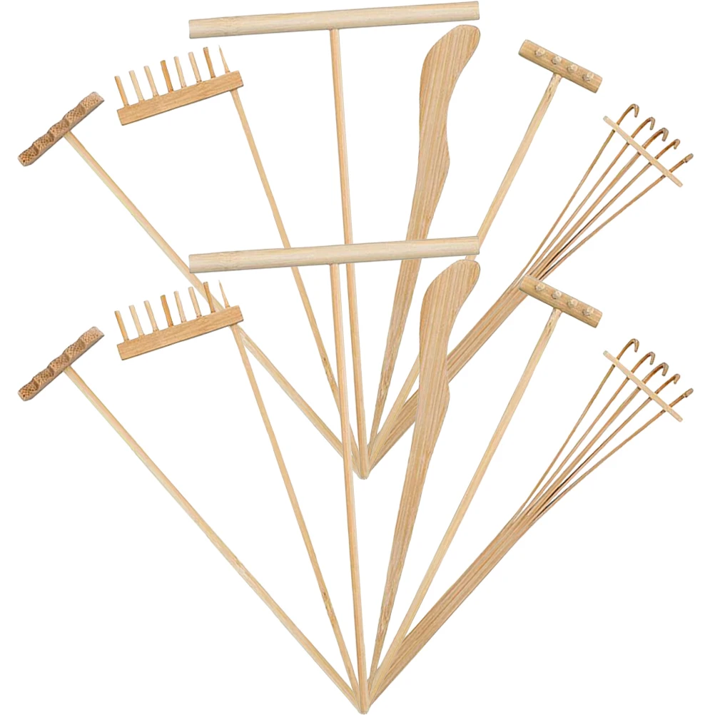 

12pcs Mini Garden Rakes Bamboo Tools Solid Creative Gift Sand Table Accessories Scene Layout Props Meditation