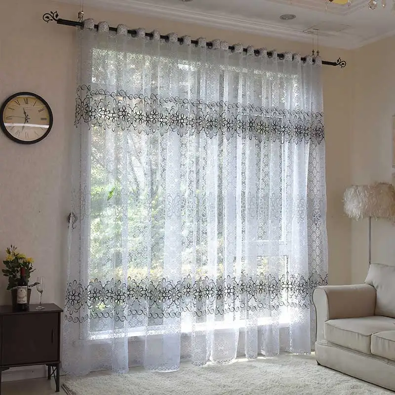 Modern Floral Sheer Curtains For Living Room Bedroom Printed Tulle Voile Curtain For Kitchen Window Treatment Drapes Blinds Door