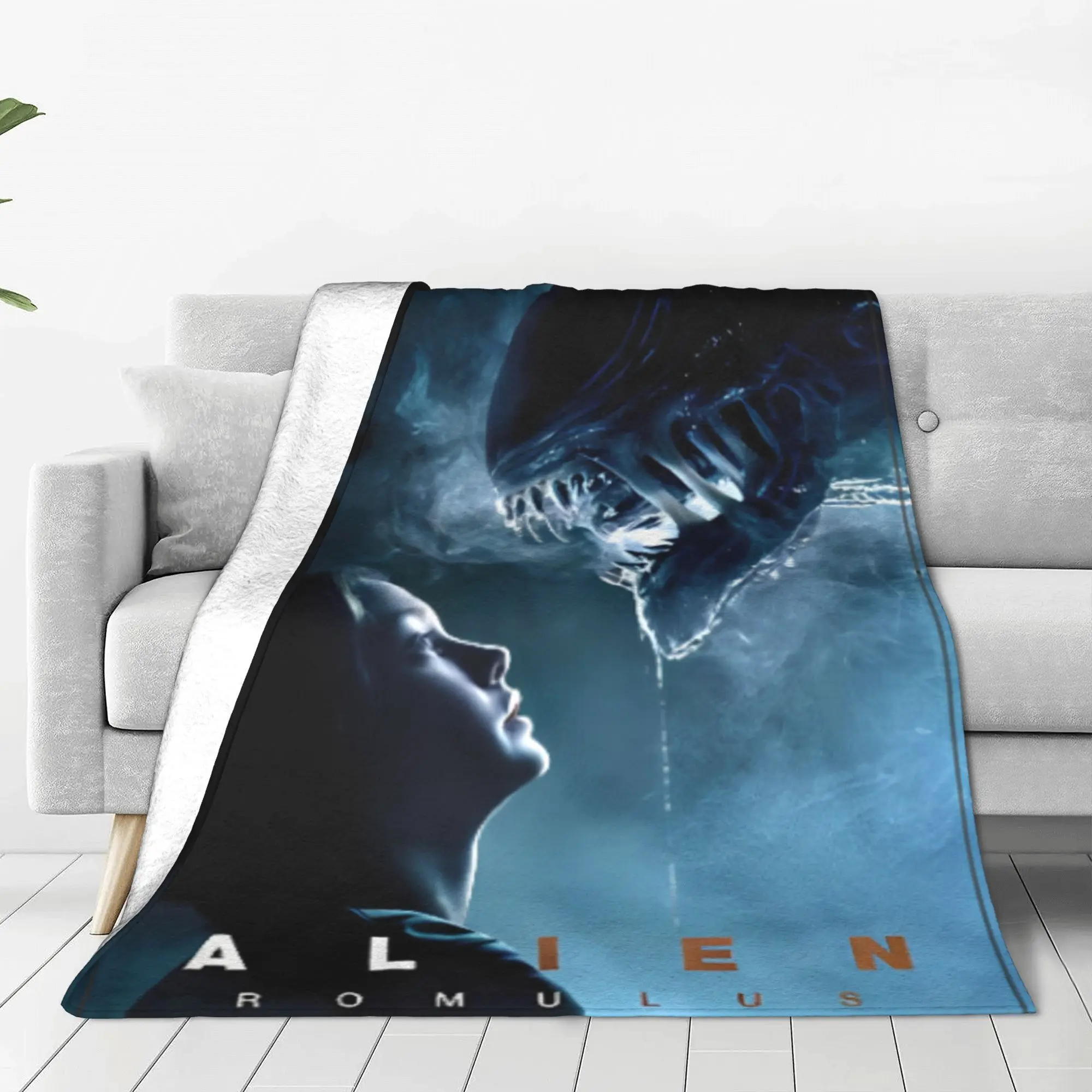 Alien Romulus 2024  Sci-fi Movie Fuzzy Blanket  Customized Throw Blanket for Bed Sofa Couch 200x150cm Rug Piece