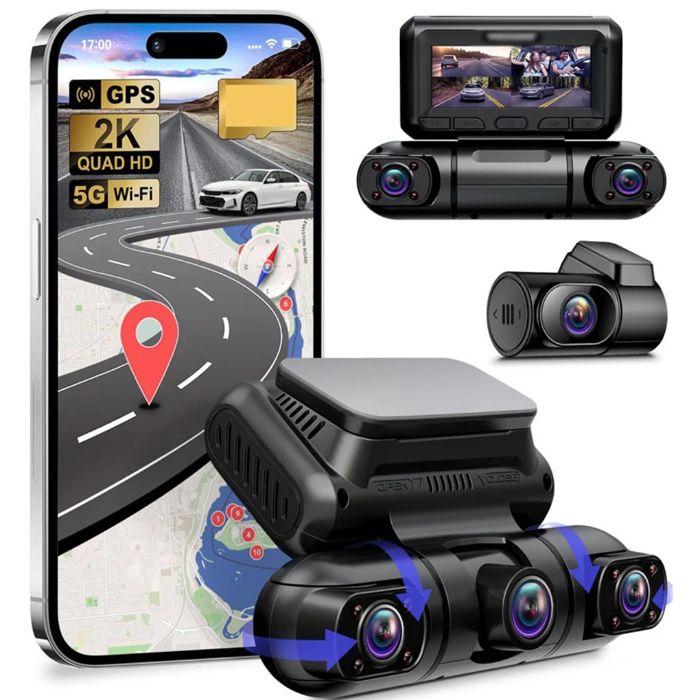 4 Channels Dash Cam 2K 1080P Cameras WIFI GPS Track Car DVR Super Night Vision Automatic Video Recorder 24h Parking Monitoring