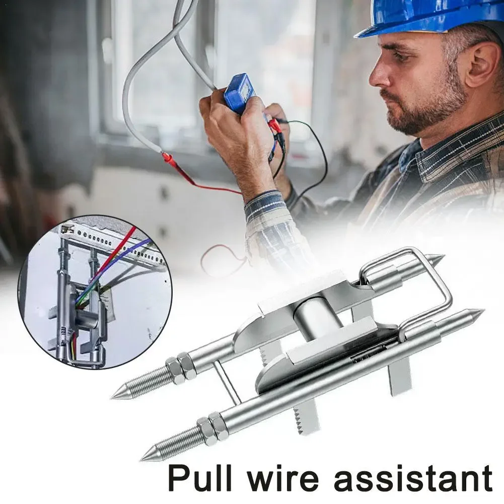 Wire threading aids with pulleys, cable pullers, auxiliary electrician fishing line walls