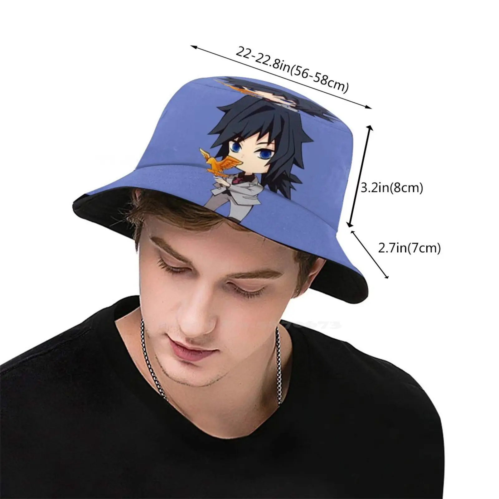 Giyu Knitted Hat Warm Beanie Outdoor Caps Giyu Demon Kimetsu No Yaiba Pillar Sleeves Desk Mat Magnets Japanese Anime Girl Chibi