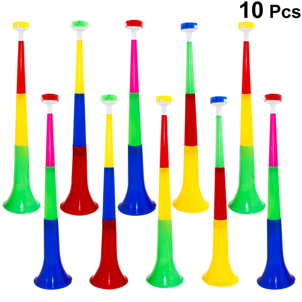 

10 PCS 3 Sections Telescopic Plastic Trumpet Promotional Props for Sports Game Kids Musical Instrument Loud Sound Horizontal