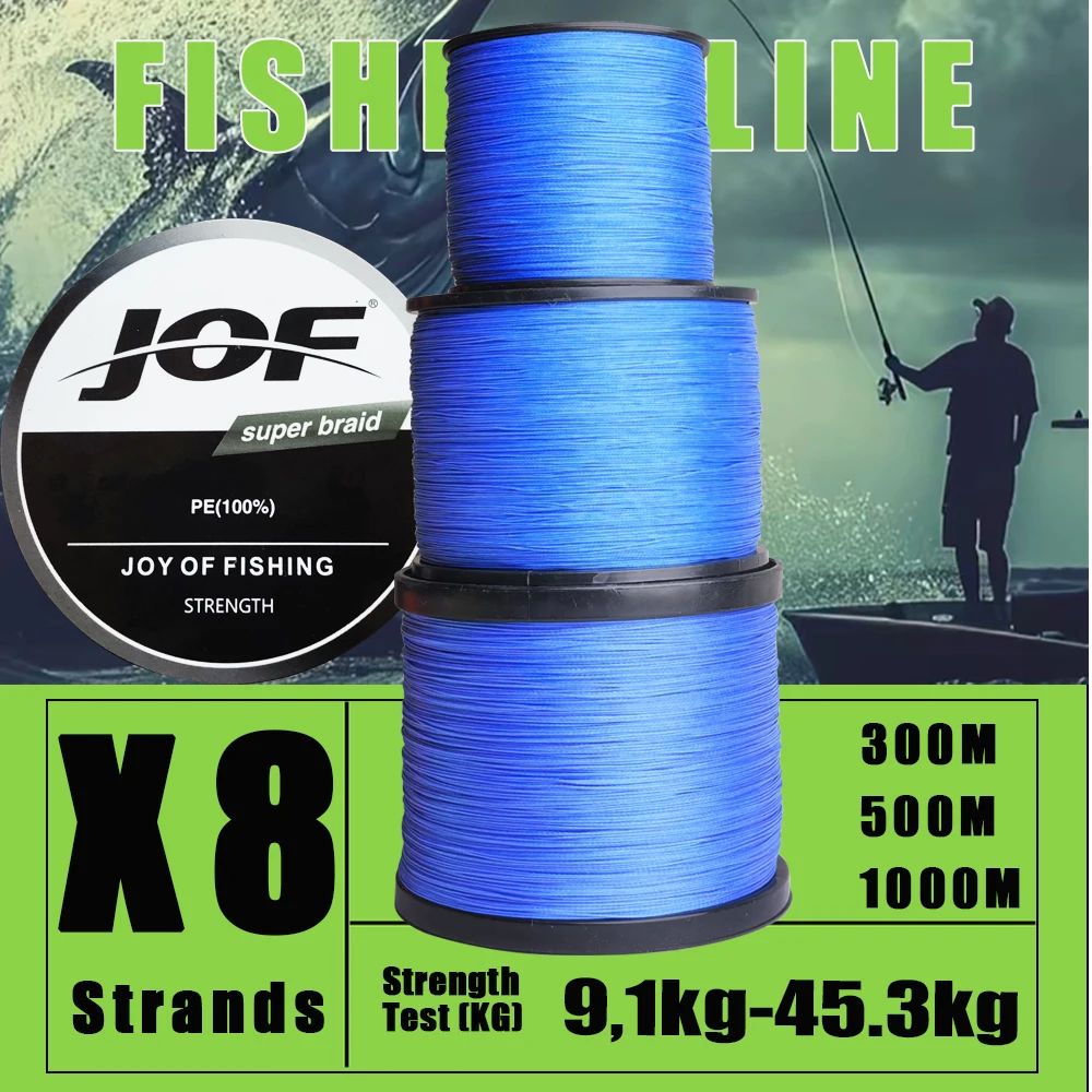 JOF 300M Super Starke Geflochtene Angelschnur 20-100LB Hochwertige Abriebfeste Anti-Biege-Memory-PE-Schnur für Salzwasser-Meeresfischerei