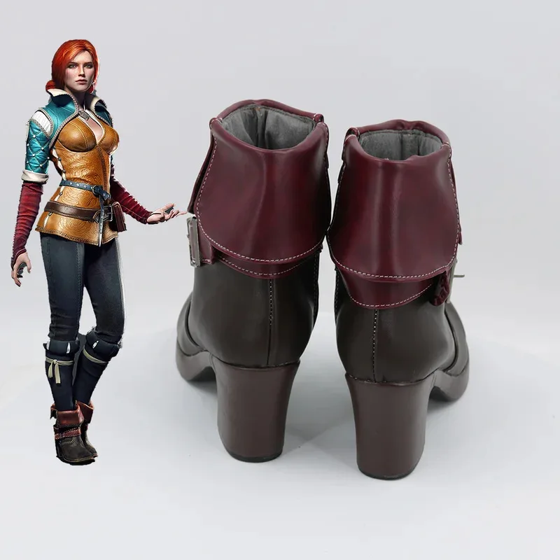 Triss Merigold คอสเพลย์ฮาโลวีน Carnival รองเท้าอะนิเมะ PU รองเท้าหนังคอสเพลย์ Prop Custom Made