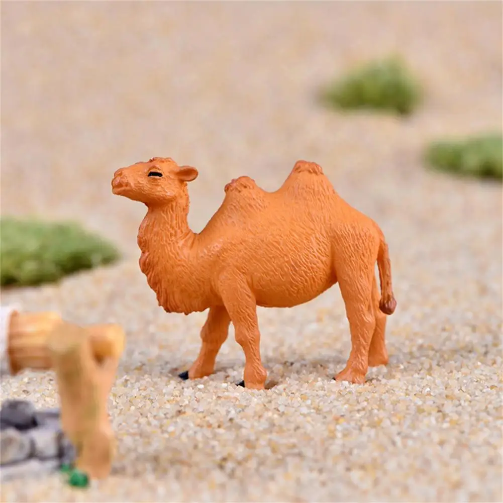 Great Animal Figurine Lightweight Eye-catching Brown Micro Landscape Decor Animal Statue  Camel Ornament Stable Base