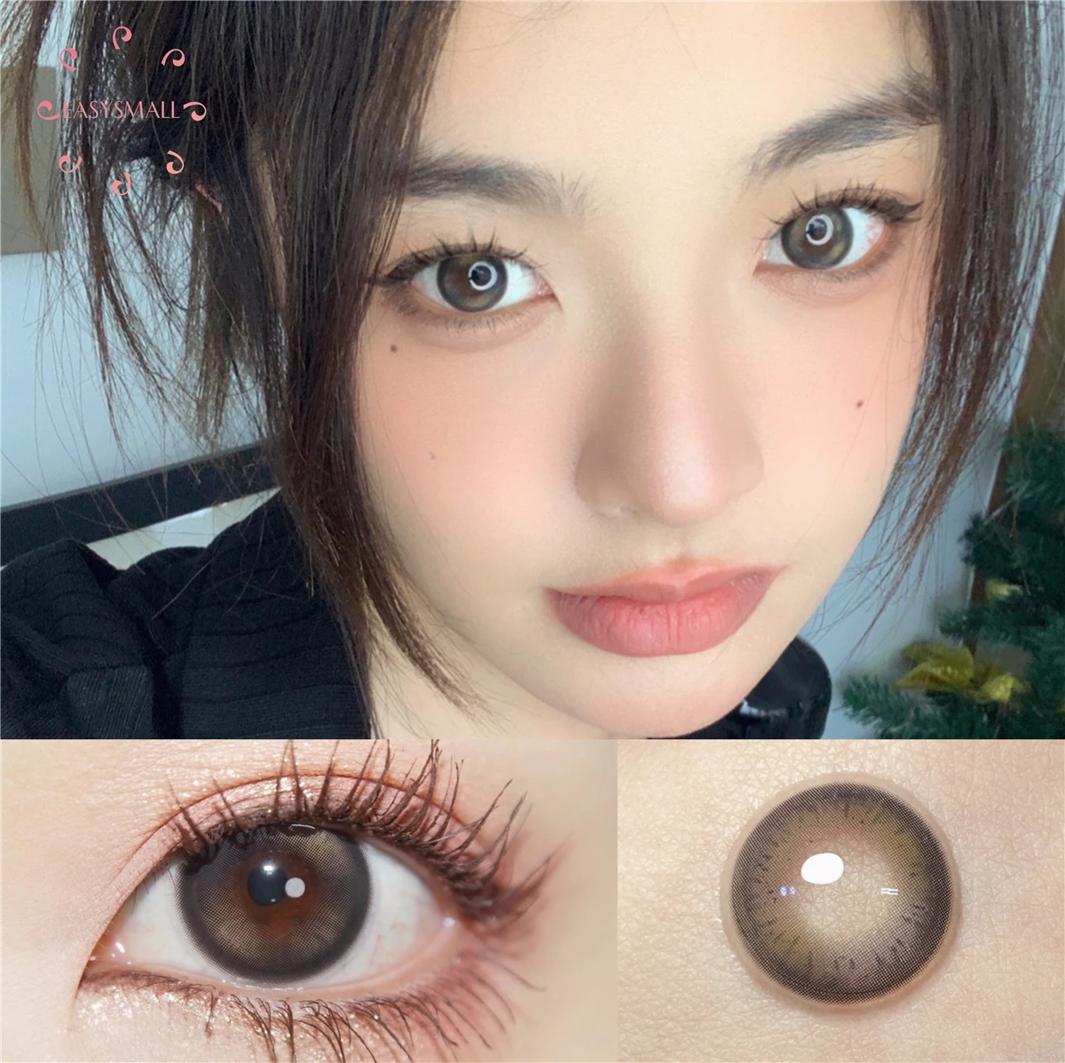 EASYSMALL gel abu-abu hitam berwarna lensa kontak untuk MATA natural gila Tahunan lensa kontak besar kecantikan Pupil derajat resep