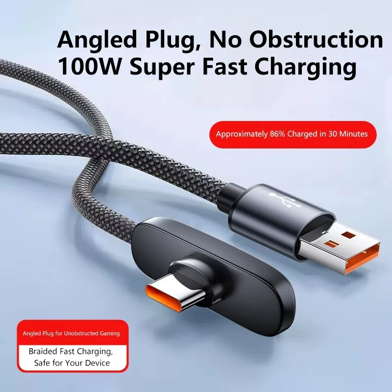 L-förmiges Rechtwinkliges USB-C Ladekabel 90 Grad Schnelllade-Datenkabel für Samsung Xiaomi Täglicher Gebrauch Video-Streaming