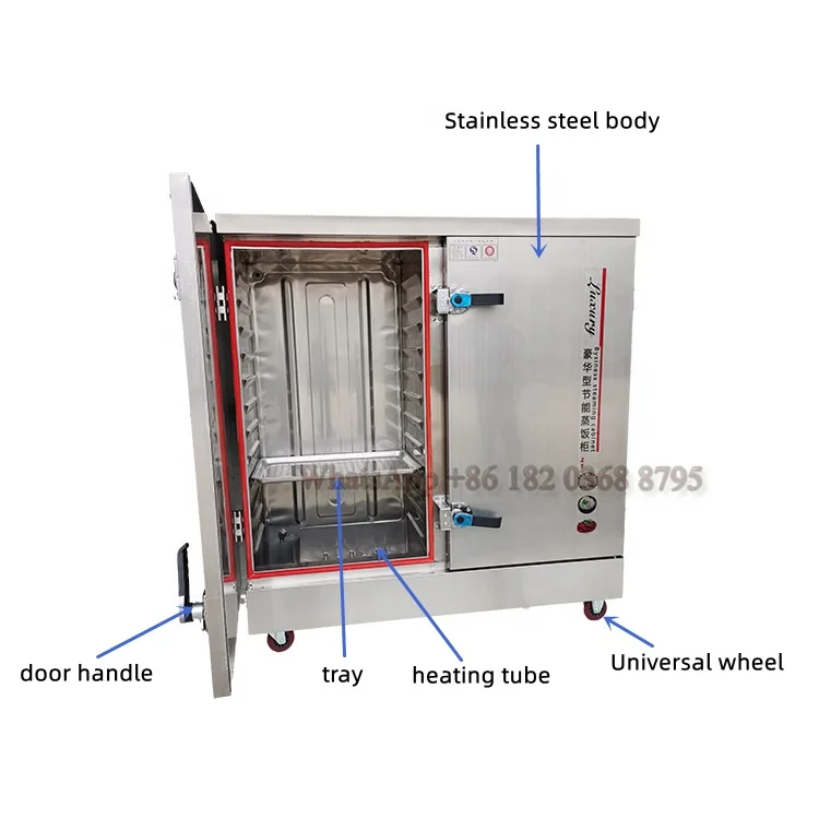 Hot Selling industrial steamer food rice steaming cart steam bun display cabinet