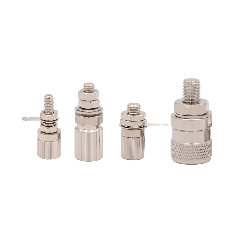 Poteau de mise à la terre M4 en cuivre pur nickelé, borne de connexion de courant pour amplificateur de puissance de haut-parleur, 20A, prise banane 4mm