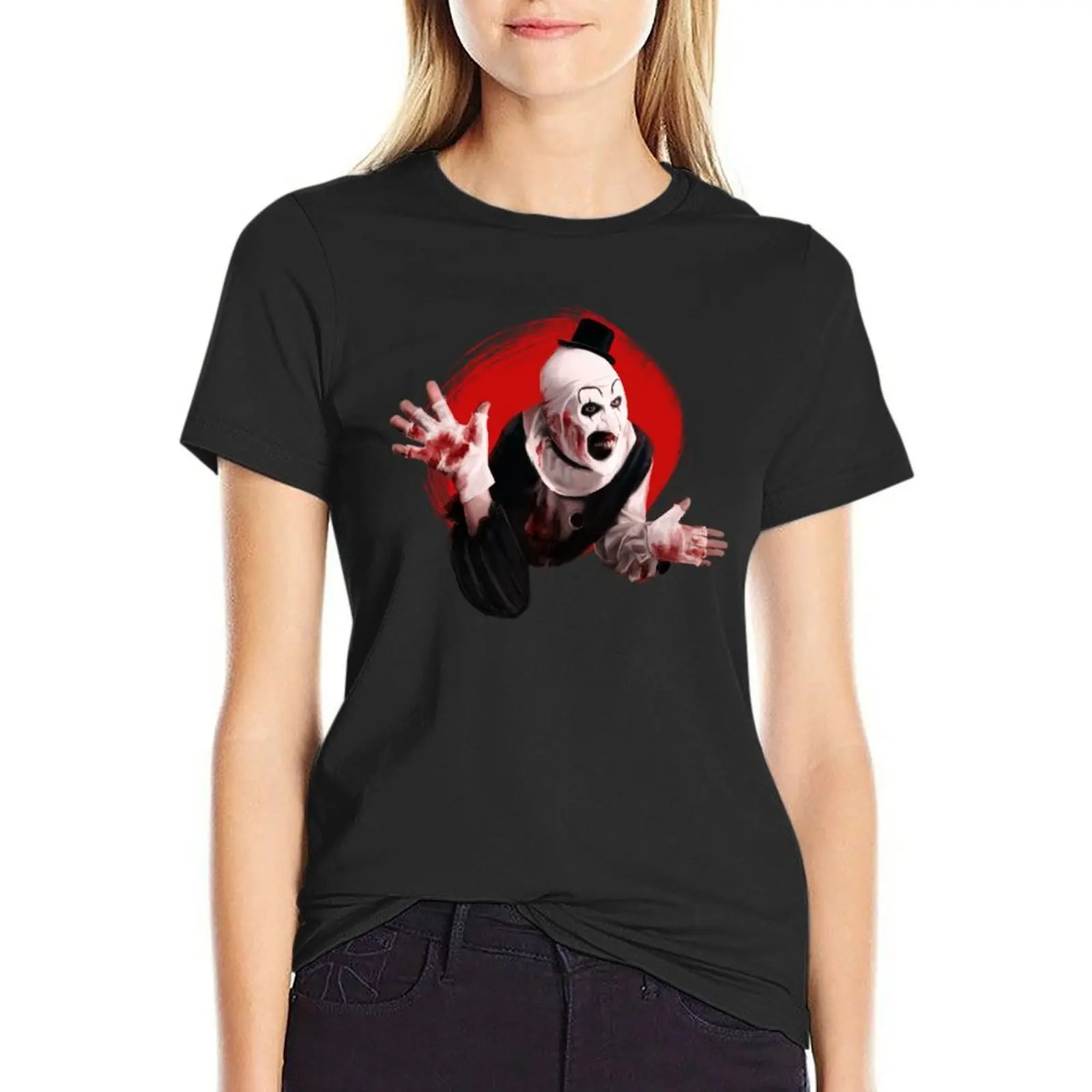 Art the Clown the creepy waving for you T-Shirt quick-drying blacks t-shirts for Women cotton