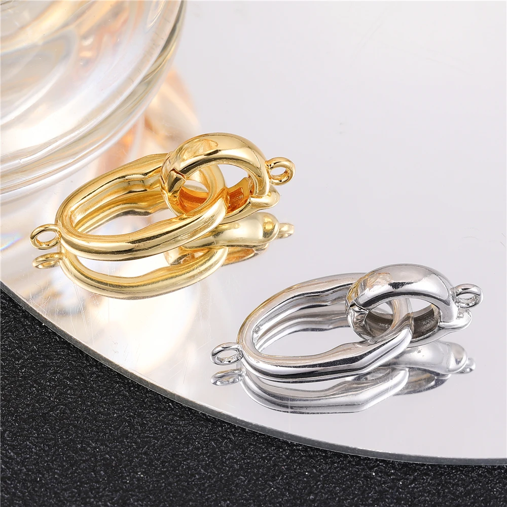 Juya 2023 New Exquisite Jewelry Accessories Bidirectional Connector  For Jewelry Making Gold Plated Clasp Supplies For Jewelry