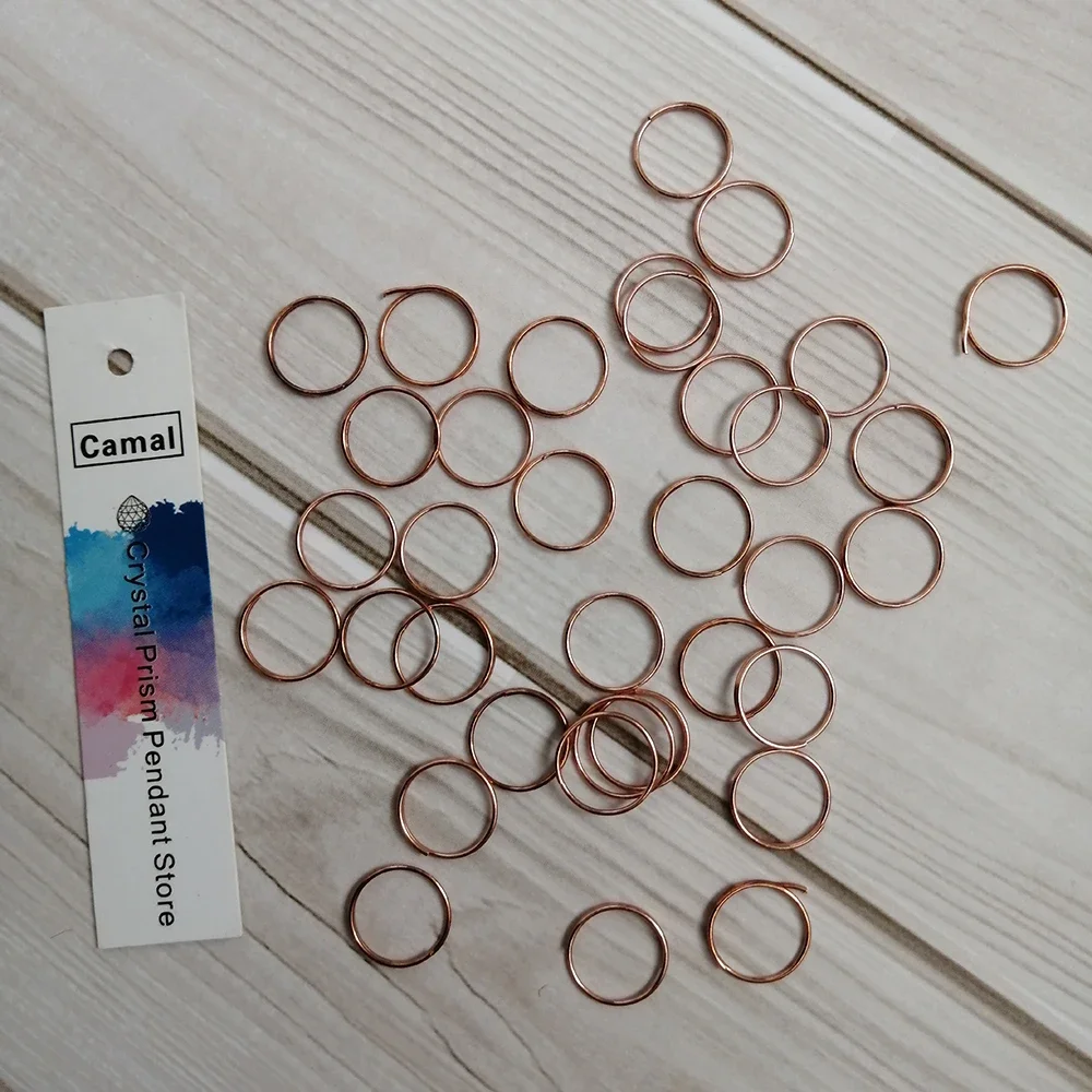 Camal 100pcs 11mm Ring Rose Gold Color For DIY Jewelry Making Connector Crystal Octagon Bead Chandelier Prisms Lamp Parts