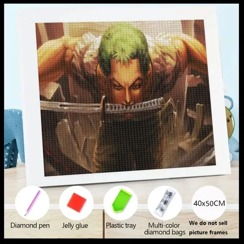 

1 шт. цельный Roronoa Zoro 5D набор для алмазной живописи, DIY полная дрель аниме Манга персонаж драгоценный камень художественный набор для вышивки стразами, 40x5