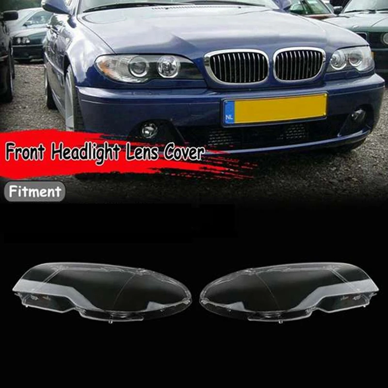 

1Pair Headlight Cover Lens Shell Lampshade For BMW 3 Series E46 2DR Coupe 03-2006 Head Lamp Caps 63127165907 63127165908