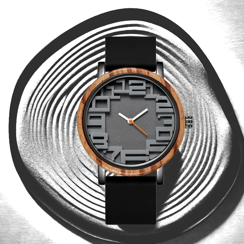 

Natural Wood Watch for Men Women Couple Wooden Wristwatch Orange Silicone Strap Male Ladies Quartz Clock Man Relogio Masculino