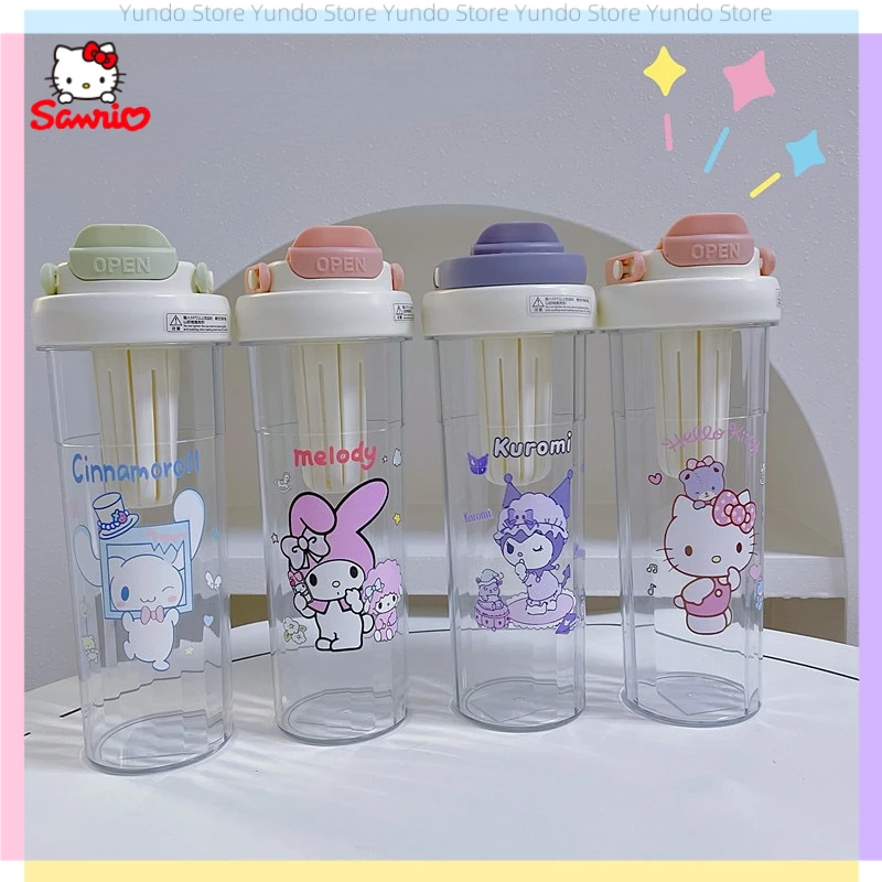 New Cartoon Hello Kitty Cinnamoroll Large Capacity Straw Cup Plastic High Temperature Resistant 700ml Portable Cup Wholesale