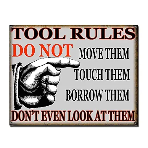 Tool Rules Wall Poster Tin Sign Vintage BBQ Restaurant Dinner Room Cafe Shop Decor